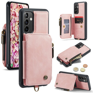 CaseMe CaseMe - Telefoonhoesje geschikt voor Samsung Galaxy A54 5G - Back Cover - Met  Pasjeshouder - Licht Roze