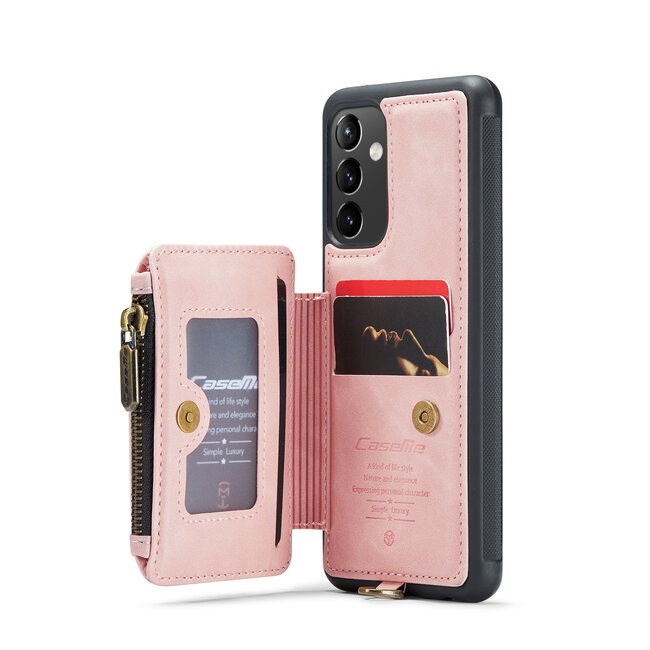 CaseMe - Telefoonhoesje geschikt voor Samsung Galaxy A54 5G - Back Cover - Met Pasjeshouder - Licht Roze