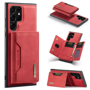 CaseMe - Telefoonhoesje geschikt voor Samsung Galaxy S23 Ultra - Back Cover - Met Magnetische Pasjeshouder - Rood