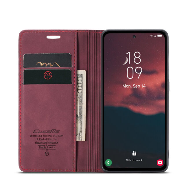 CaseMe - Telefoonhoesje geschikt voor Samsung Galaxy A54 5G - Wallet Book Case - Rood