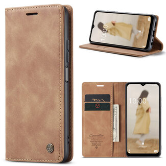 CaseMe CaseMe - Telefoonhoesje geschikt voor Samsung Galaxy A14 5G - Wallet Book Case - Licht bruin