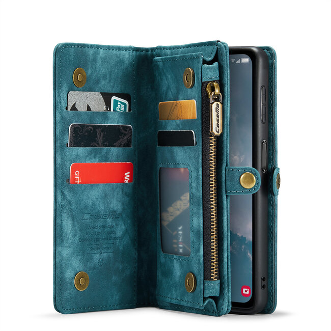 CaseMe - Telefoonhoesje geschikt voor Samsung Galaxy A14 5G - 2 in 1 Book Case en Back Cover - Blauw