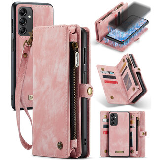 CaseMe CaseMe - Telefoonhoesje geschikt voor Samsung Galaxy A14 5G - 2 in 1 Book Case en Back Cover - Licht Roze