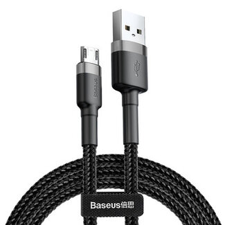 Baseus Baseus - Universele USB naar Micro USB kabel - Geschikt voor o.a. Samsung en andere apparaten - 1 Meter - 2.5A - Zwart/Grijs