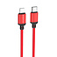 Borofone - Universele Lightning naar Type C kabel - Geschikt voor o.a. iPhone/Samsung en andere apparaten - 1 Meter - 2.5A - Rood