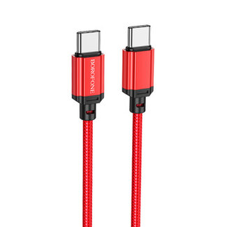 Borofone Borofone - Universele Type C naar Type C kabel - Geschikt voor o.a. Samsung en andere apparaten - 1 Meter - 2.5A - Rood