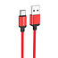 Borofone - Universele USB naar Type C kabel - Geschikt voor o.a. Samsung en andere apparaten - 1 Meter - 2.5A - Rood