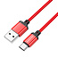 Borofone - Universele USB naar Type C kabel - Geschikt voor o.a. Samsung en andere apparaten - 1 Meter - 2.5A - Rood
