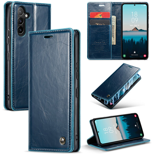 CaseMe - Telefoonhoesje geschikt voor Samsung Galaxy A54 5G - Flip Wallet Case - Magneetsluiting - Blauw