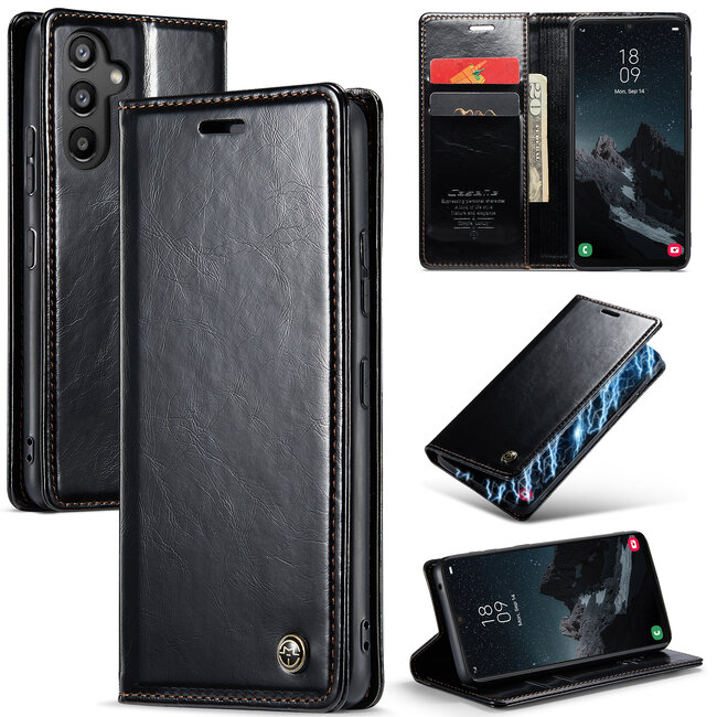 CaseMe - Telefoonhoesje geschikt voor Samsung Galaxy A34 5G - Flip Wallet Case - Magneetsluiting - Zwart