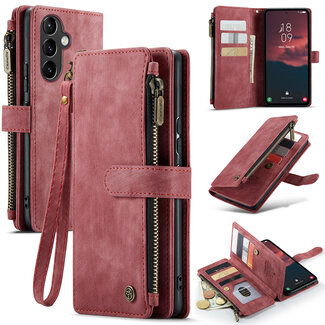 CaseMe CaseMe - Hoesje geschikt voor Samsung Galaxy A54 5G - Wallet Book Case - met Rits en Magneetsluiting - met RFID bescherming - Rood