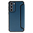 Case2go - Telefoonhoesje geschikt voor Samsung Galaxy S23 Ultra - Razor Carbon Book case - Marine Blauw