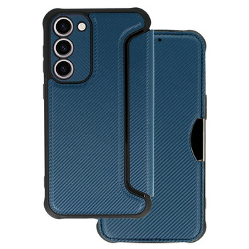 Case2go - Telefoonhoesje geschikt voor Samsung Galaxy A14 5G  - Razor Carbon Book case - Marine Blauw afbeelding