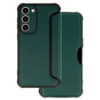 Case2go Case2go - Telefoonhoesje geschikt voor Samsung Galaxy S23 Plus - Razor Carbon Book case - Donker groen