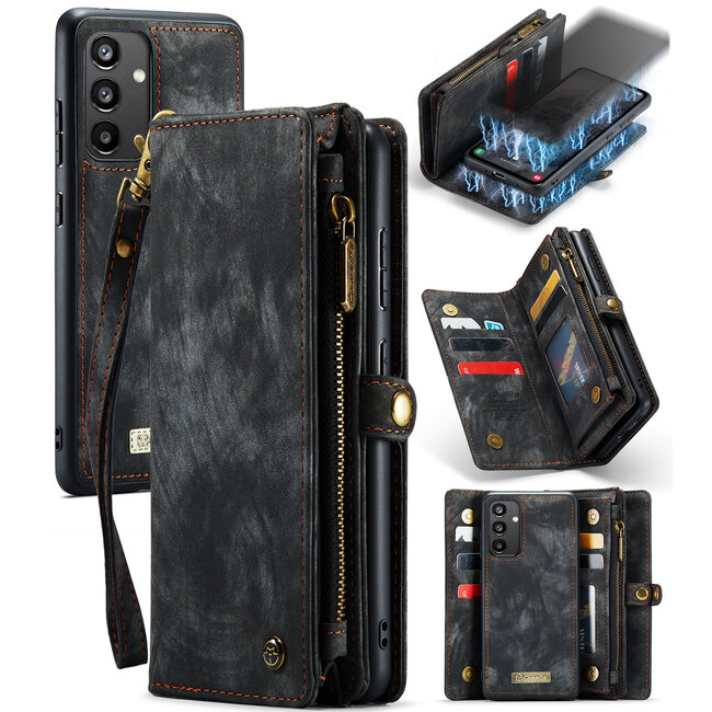 CaseMe - Telefoonhoesje geschikt voor Samsung Galaxy A34 5G - 2 in 1 Book Case en Back Cover - Zwart