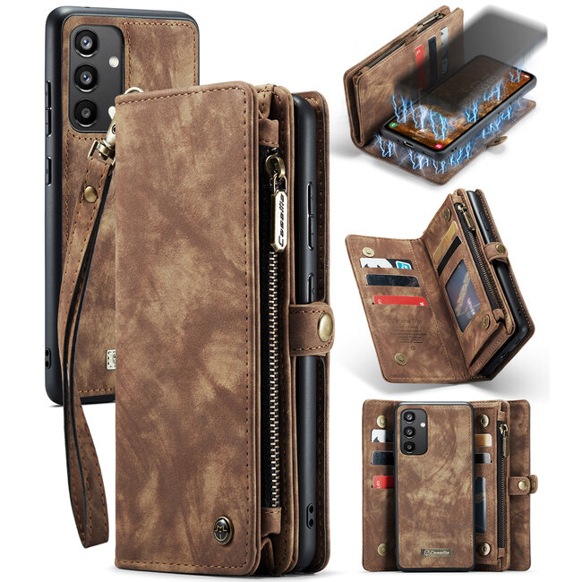 CaseMe - Telefoonhoesje geschikt voor Samsung Galaxy A34 5G - 2 in 1 Book Case en Back Cover - Bruin