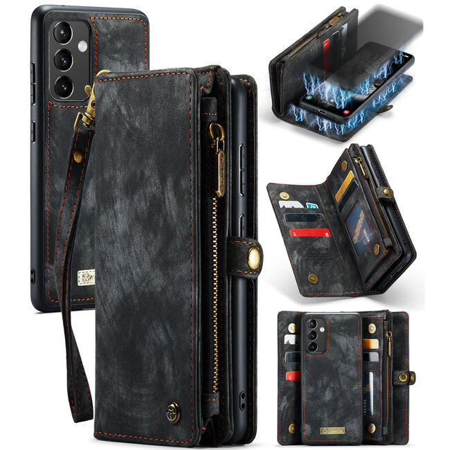 CaseMe - Telefoonhoesje geschikt voor Samsung Galaxy A54 5G - 2 in 1 Book Case en Back Cover - Zwart