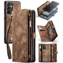 CaseMe - Telefoonhoesje geschikt voor Samsung Galaxy A54 5G - 2 in 1 Book Case en Back Cover - Bruin
