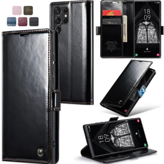 CaseMe CaseMe - Telefoonhoesje geschikt voor Samsung Galaxy S23 Ultra - Wallet Book Case - Met Magnetische Sluiting - Zwart