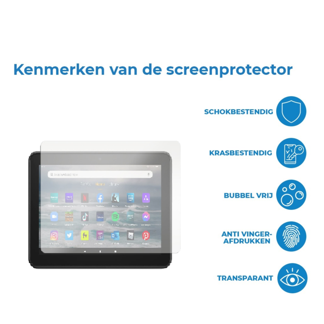 Case2go - Tablet Screenprotector geschikt voor Amazon Fire 7 (2022) - Tempered Glass - Case Friendly - Transparant