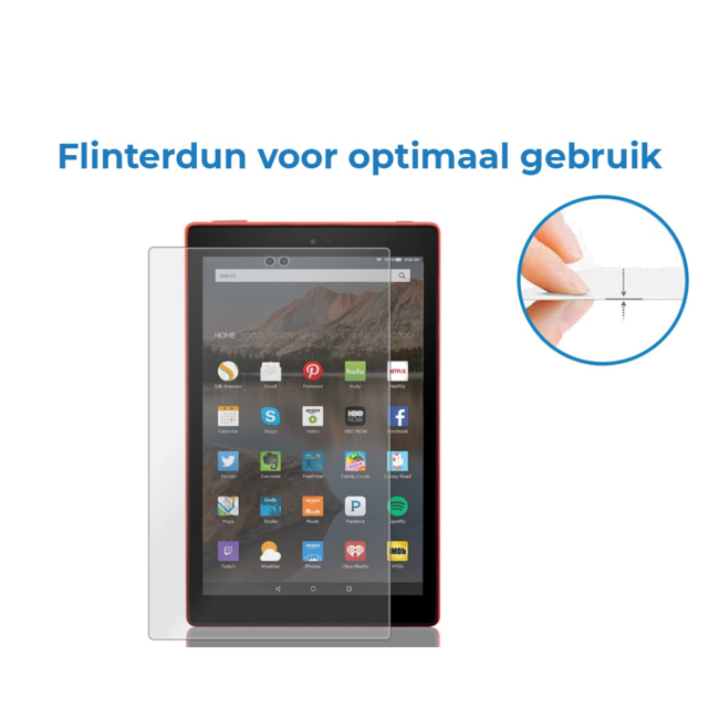 Case2go - Tablet Screenprotector geschikt voor Amazon Fire HD 7 (2022) - Tempered Glass - Case Friendly - Transparant