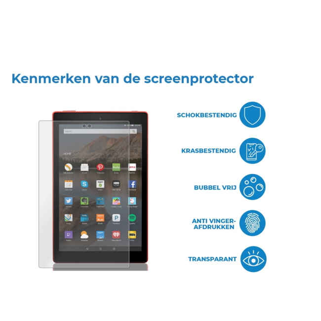 Case2go - Tablet Screenprotector geschikt voor Amazon Fire HD 7 (2022) - Tempered Glass - Case Friendly - Transparant