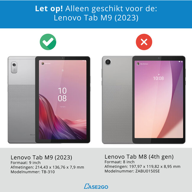 Case2go - Tablet Hoes geschikt voor Lenovo Tab M9 - Tri-Fold Book Case - Good Night