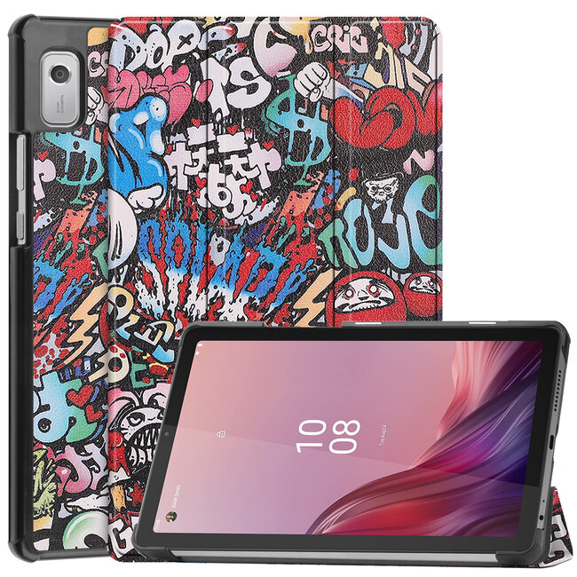 Case2go - Tablet Hoes geschikt voor Lenovo Tab M9 - Tri-Fold Book Case - Graffiti