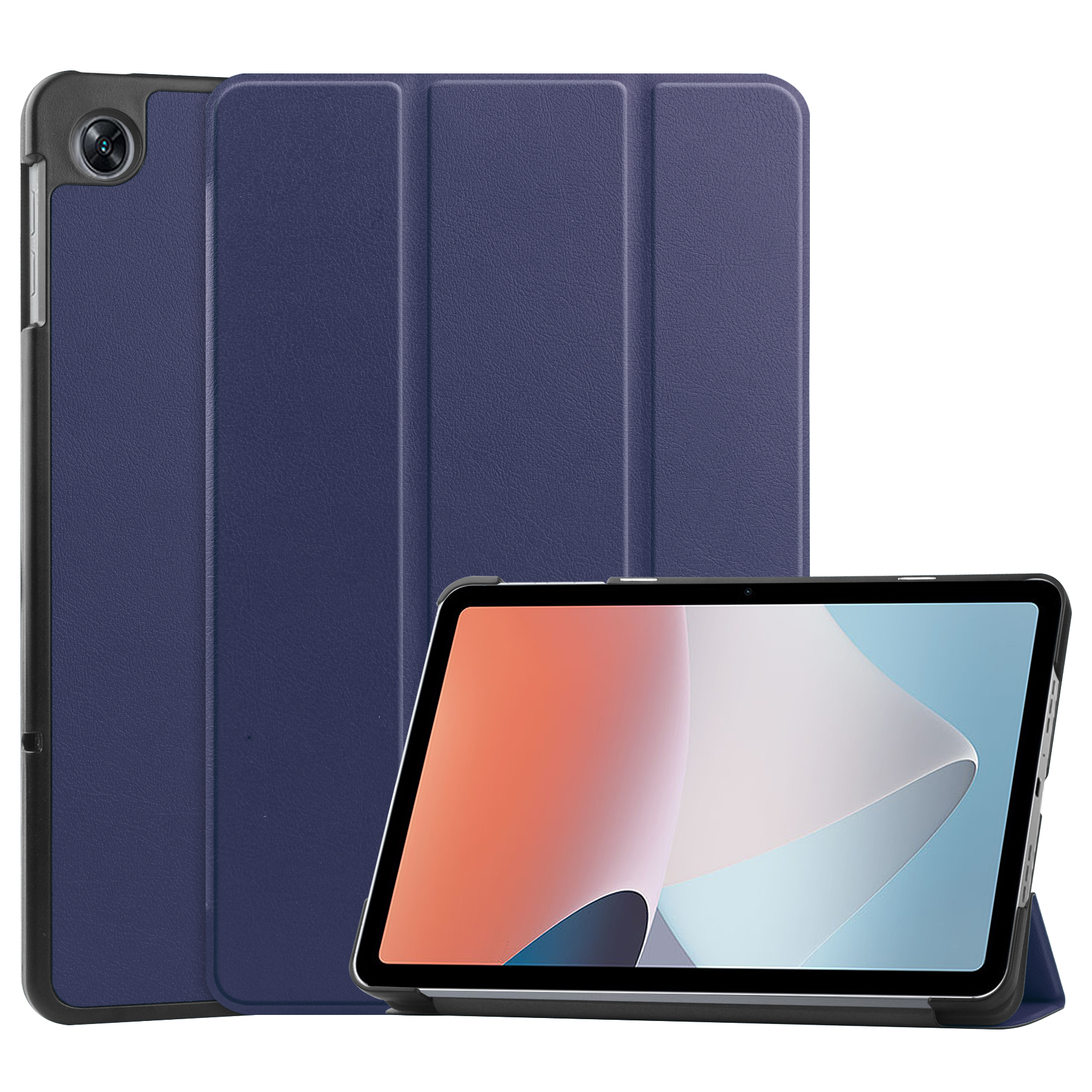 Case2go - Tablet hoes geschikt voor Oppo Pad Air 10.36 Inch (2022) - Tri-Fold Book Case - Met Auto Wake/Sleep functie - Donker Blauw afbeelding