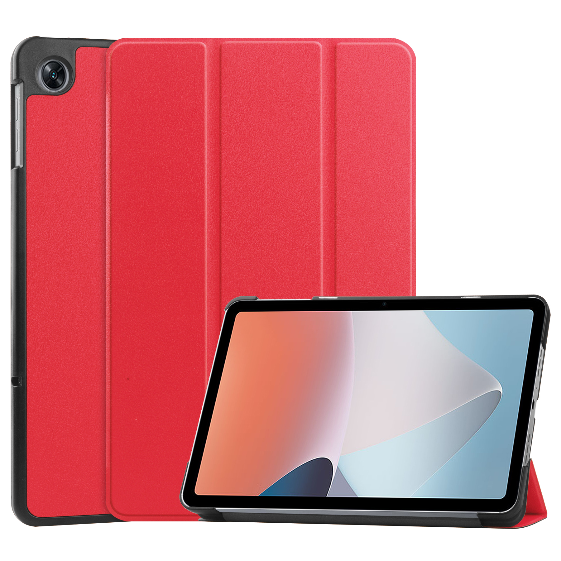 Case2go - Tablet hoes geschikt voor Oppo Pad Air 10.36 Inch (2022) - Tri-Fold Book Case - Met Auto Wake/Sleep functie - Rood afbeelding