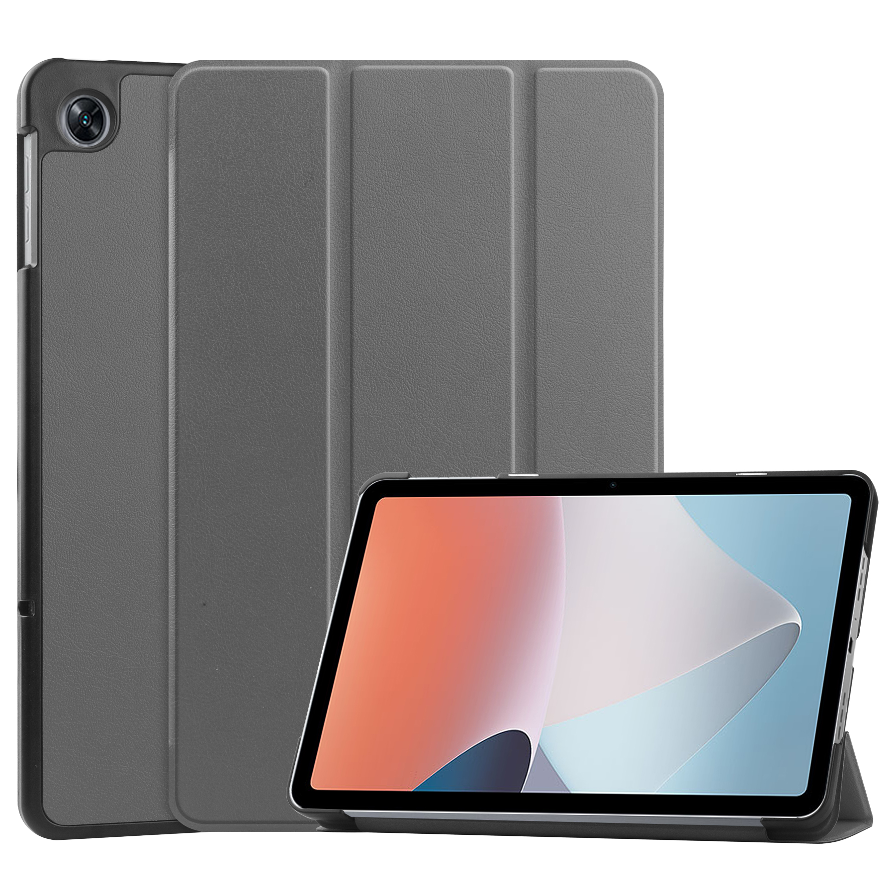 Case2go - Tablet hoes geschikt voor Oppo Pad Air 10.36 Inch (2022) - Tri-Fold Book Case - Met Auto Wake/Sleep functie - Grijs afbeelding
