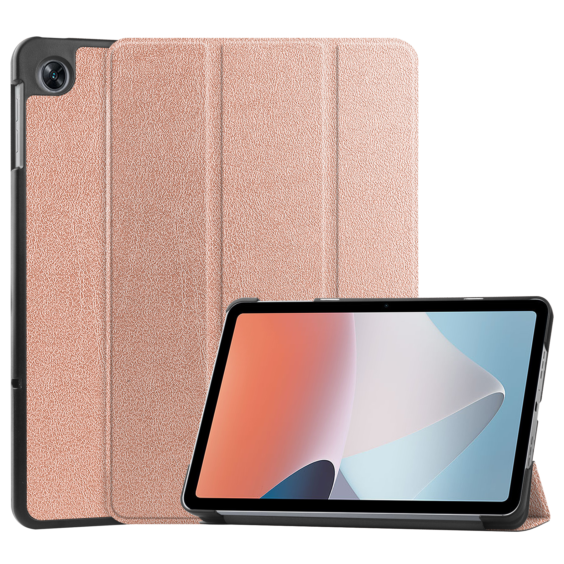 Case2go - Tablet hoes geschikt voor Oppo Pad Air 10.36 Inch (2022) - Tri-Fold Book Case - Met Auto Wake/Sleep functie - Rose Goud afbeelding