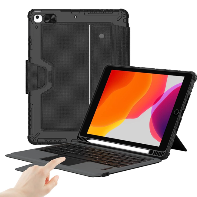 Tablet toetsenbord hoes geschikt voor Apple iPad 10.2 (2019 / 2020 / 2021) - QWERTY keyboard case - Zwart