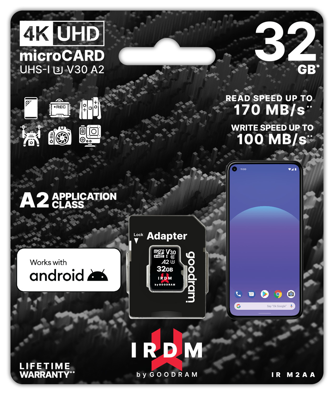 GoodRam Micro SD kaart 32 GB - Geheugenkaart - - V30 A2 - Class 10 - tot 170mb/s - incl. SD | Case2go.nl