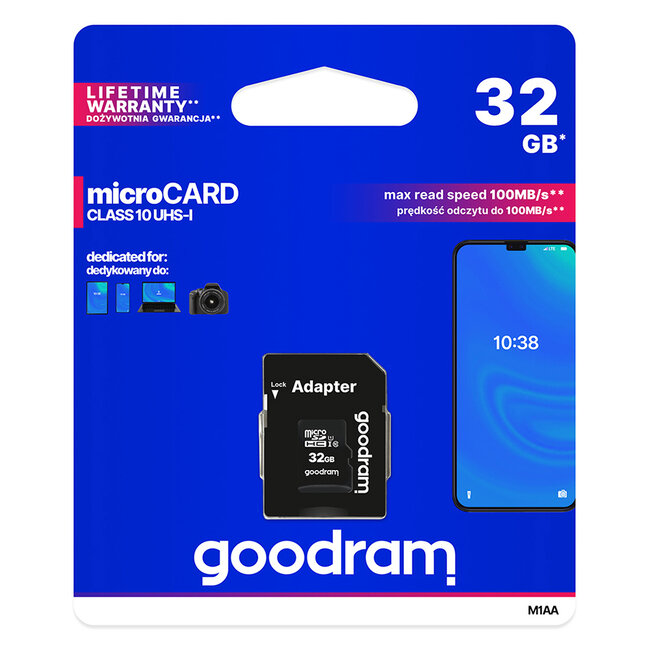 Micro SD kaart 32 GB - Geheugenkaart - SDHC - Class 10 - tot 100mb/s - incl. SD adapter