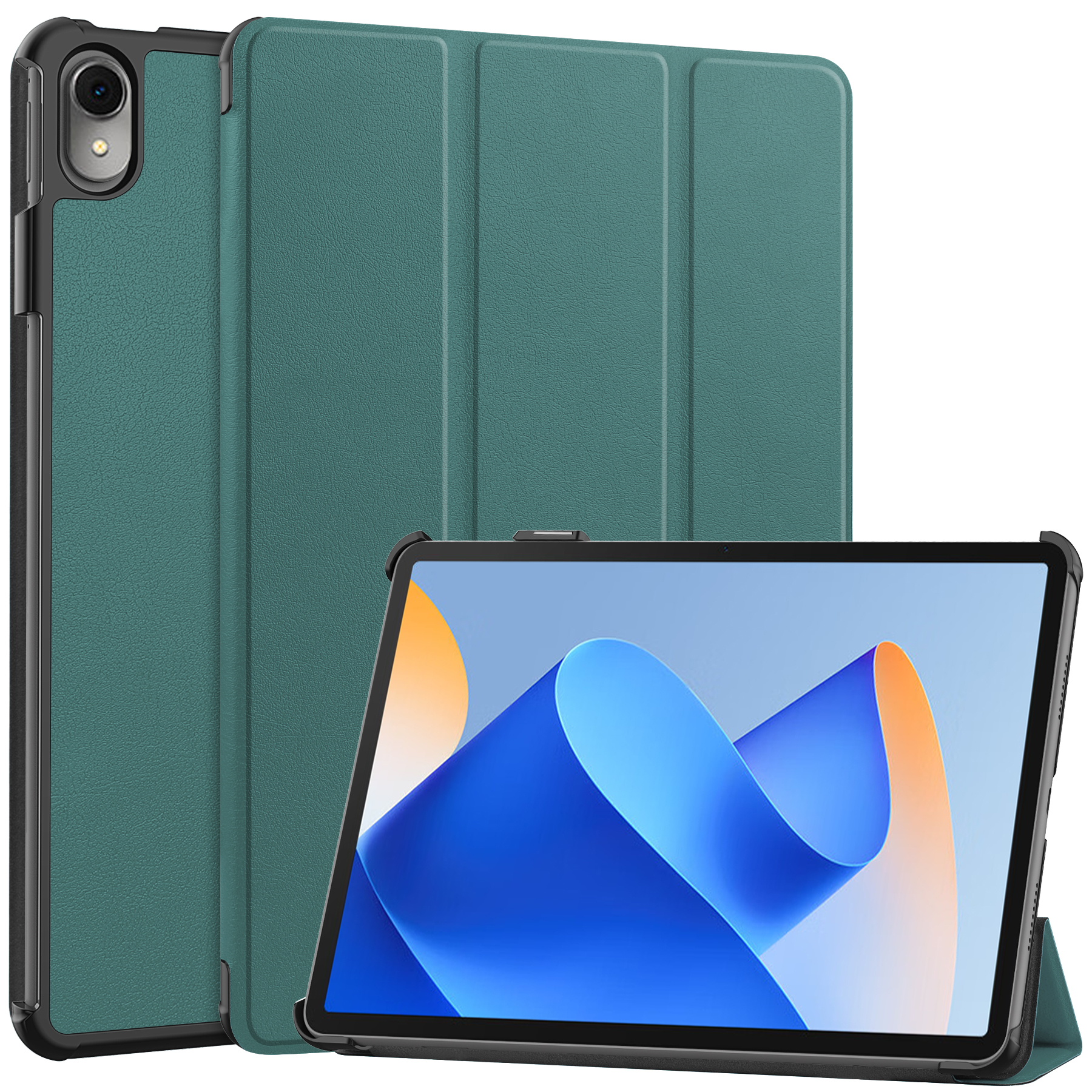 Case2go - Tablet hoes geschikt voor Huawei MatePad 11 (2023) - Tri-Fold Book Case - Auto Wake/Sleep functie - Donker Groen afbeelding