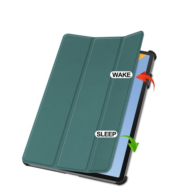 Case2go - Tablet hoes geschikt voor Huawei MatePad 11 (2023) - Tri-Fold Book Case - Auto Wake/Sleep functie - Donker Groen