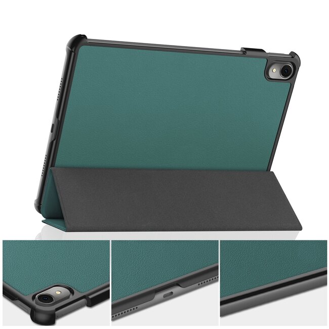 Case2go - Tablet hoes geschikt voor Huawei MatePad 11 (2023) - Tri-Fold Book Case - Auto Wake/Sleep functie - Donker Groen