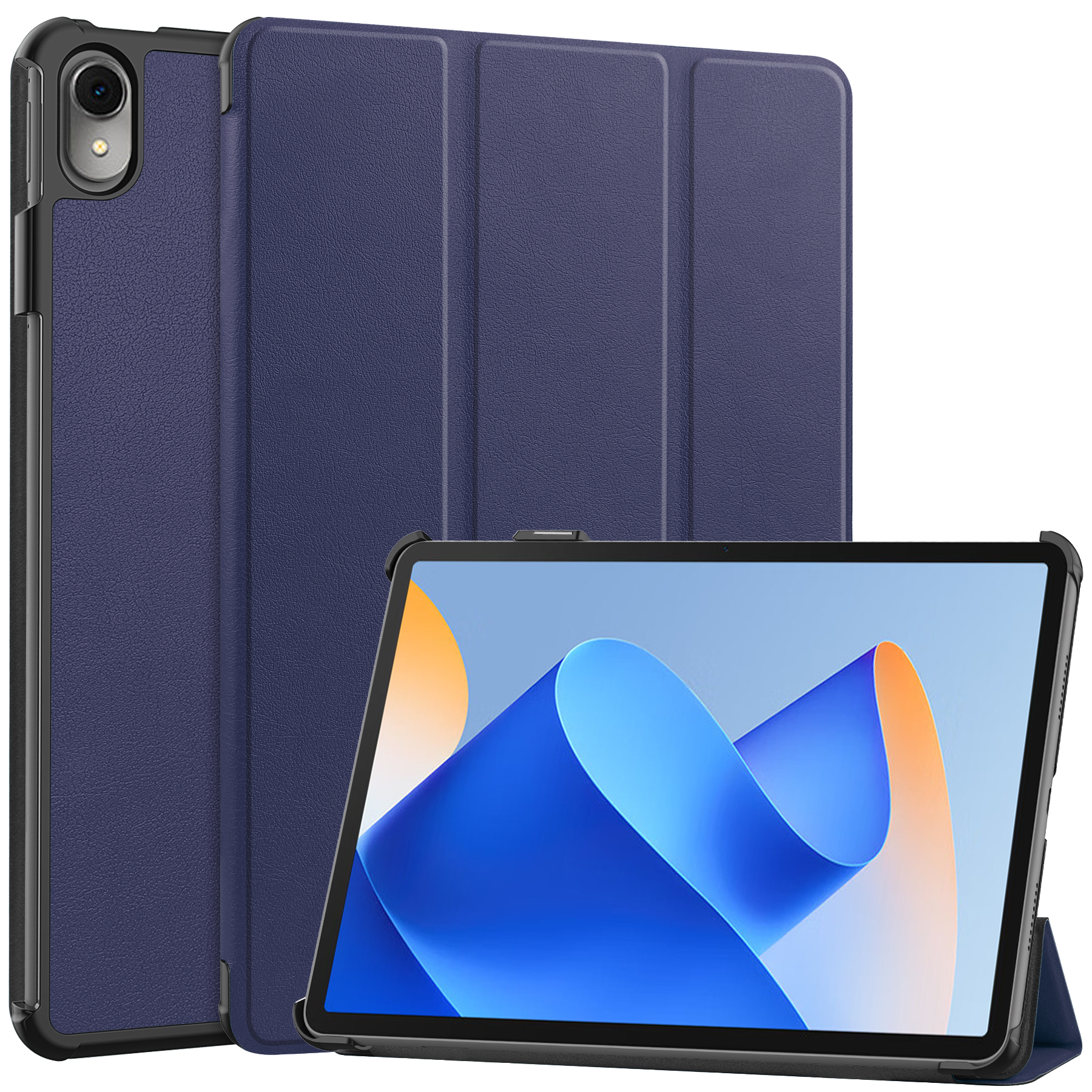 Case2go - Tablet hoes geschikt voor Huawei MatePad 11 (2023) - Tri-Fold Book Case - Auto Wake/Sleep functie - Donker Blauw afbeelding