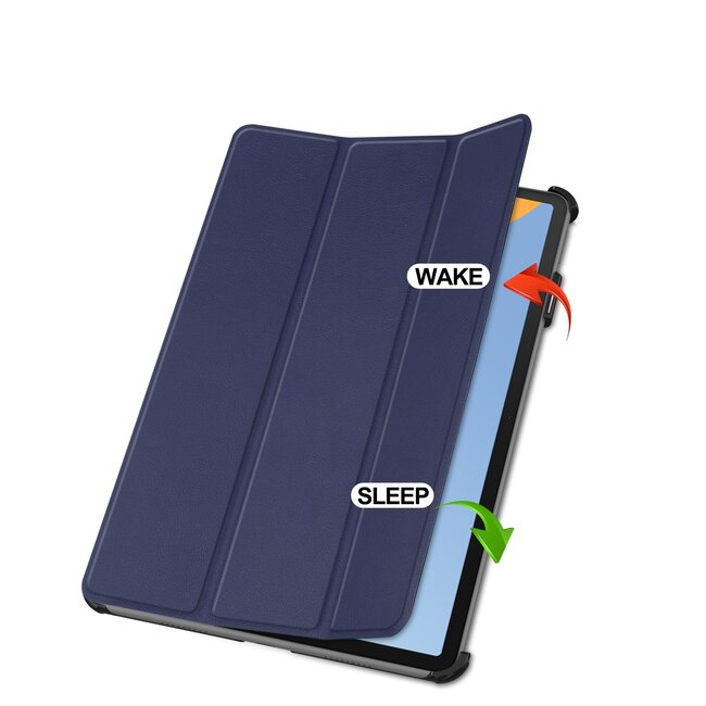 Case2go - Tablet hoes geschikt voor Huawei MatePad 11 (2023) - Tri-Fold Book Case - Auto Wake/Sleep functie - Donker Blauw