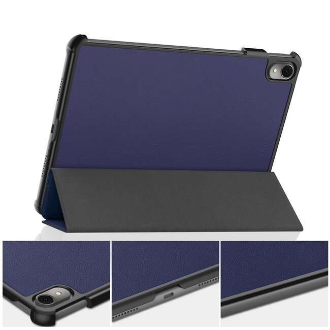 Case2go - Tablet hoes geschikt voor Huawei MatePad 11 (2023) - Tri-Fold Book Case - Auto Wake/Sleep functie - Donker Blauw