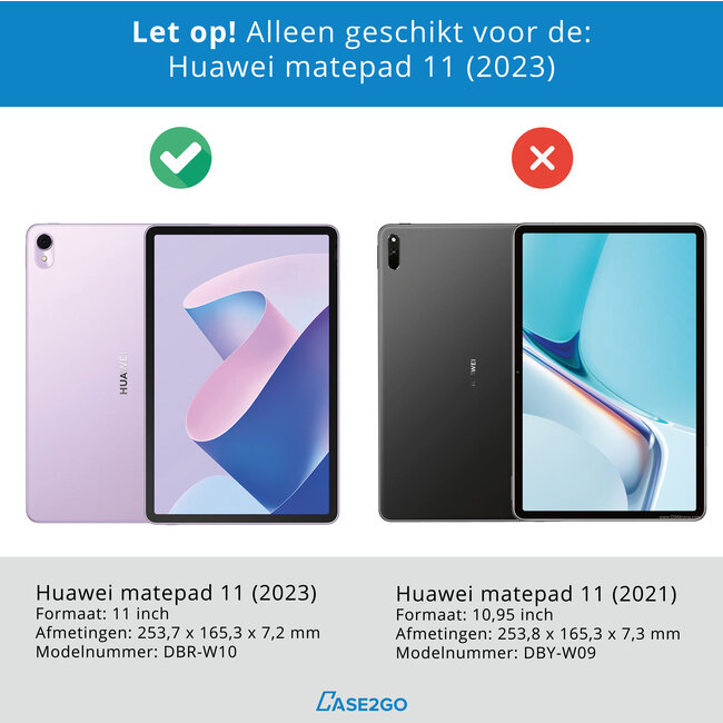 Case2go - Tablet hoes geschikt voor Huawei MatePad 11 (2023) - Tri-Fold Book Case - Auto Wake/Sleep functie - Donker Blauw