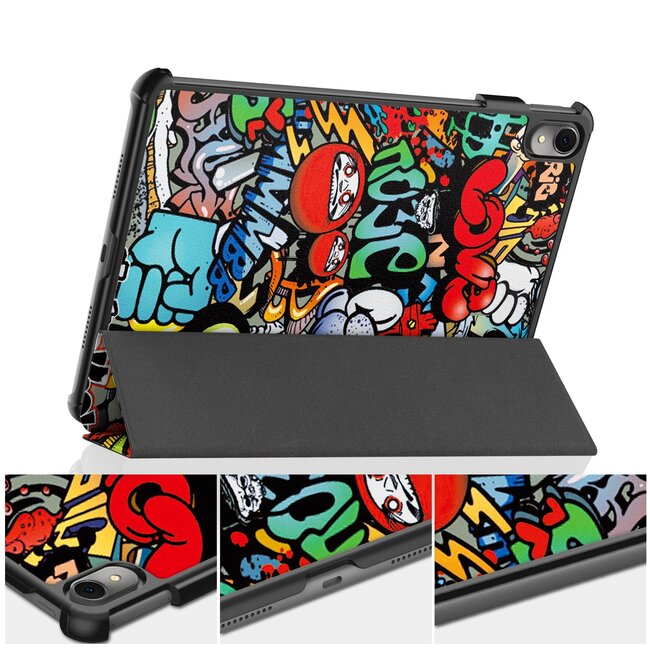 Case2go - Tablet hoes geschikt voor Huawei MatePad 11 (2023) - Tri-Fold Book Case - Auto Wake/Sleep functie - Graffiti