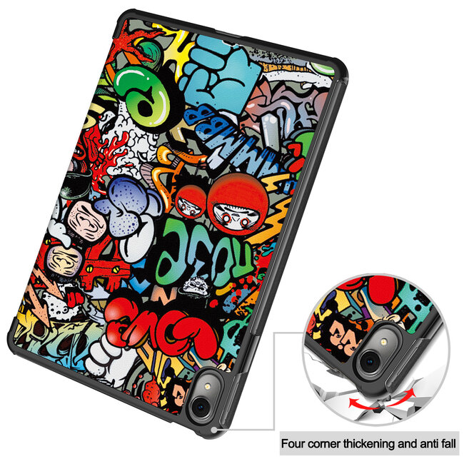 Case2go - Tablet hoes geschikt voor Huawei MatePad 11 (2023) - Tri-Fold Book Case - Auto Wake/Sleep functie - Graffiti