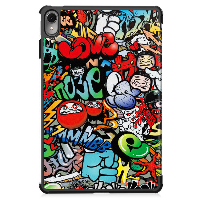 Case2go - Tablet hoes geschikt voor Huawei MatePad 11 (2023) - Tri-Fold Book Case - Auto Wake/Sleep functie - Graffiti