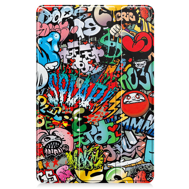 Case2go - Tablet hoes geschikt voor Huawei MatePad 11 (2023) - Tri-Fold Book Case - Auto Wake/Sleep functie - Graffiti