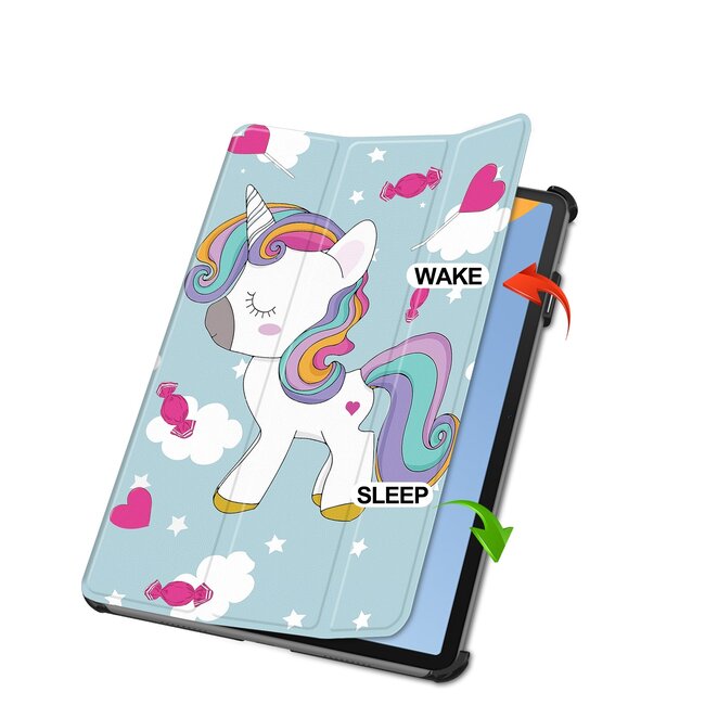 Case2go - Tablet hoes geschikt voor Huawei MatePad 11 (2023) - Tri-Fold Book Case - Auto Wake/Sleep functie - Eenhoorn
