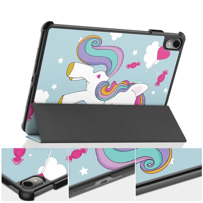 Case2go - Tablet hoes geschikt voor Huawei MatePad 11 (2023) - Tri-Fold Book Case - Auto Wake/Sleep functie - Eenhoorn