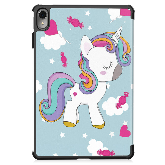 Case2go - Tablet hoes geschikt voor Huawei MatePad 11 (2023) - Tri-Fold Book Case - Auto Wake/Sleep functie - Eenhoorn