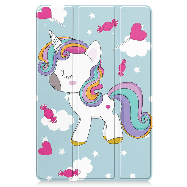 Case2go - Tablet hoes geschikt voor Huawei MatePad 11 (2023) - Tri-Fold Book Case - Auto Wake/Sleep functie - Eenhoorn